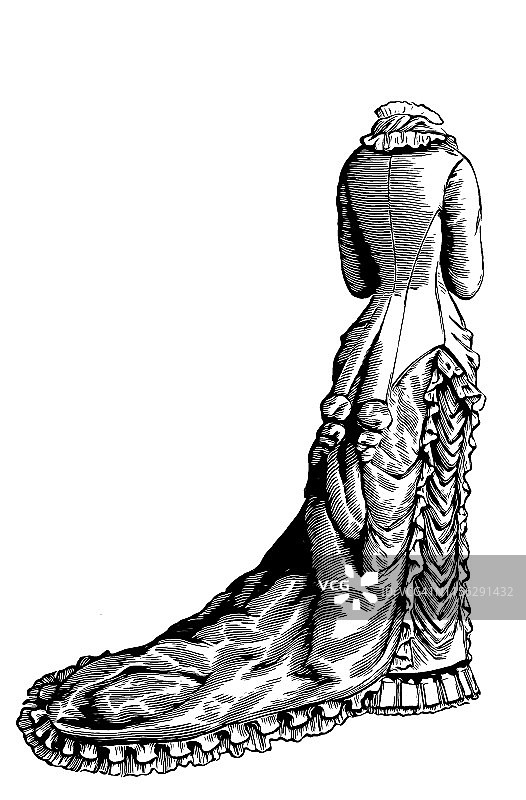 蓬松的晚礼服，维多利亚时代的时尚女性图片素材
