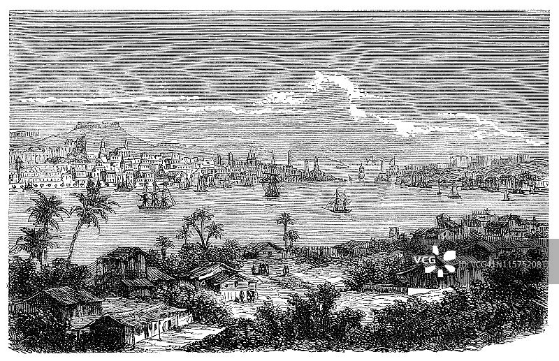 哈瓦那古巴全景1887年图片素材