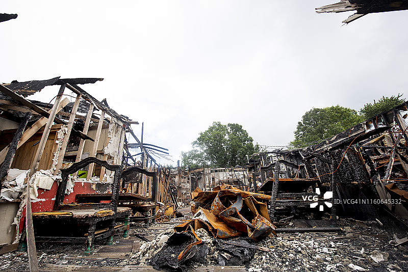 火灾破坏烧毁建筑保险图片素材