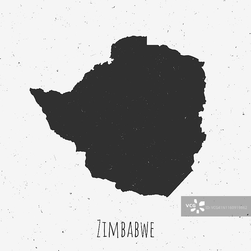 复古津巴布韦地图与复古风格，在尘土飞扬的白色背景图片素材