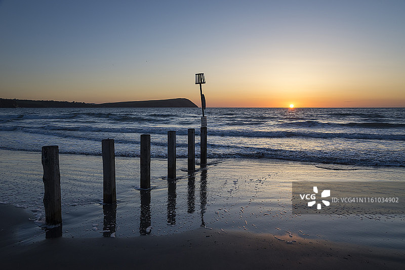 西威尔士海岸美丽的日落图片素材