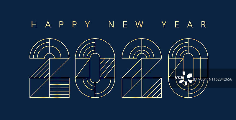 元旦贺卡2020，新年快乐设计图片素材