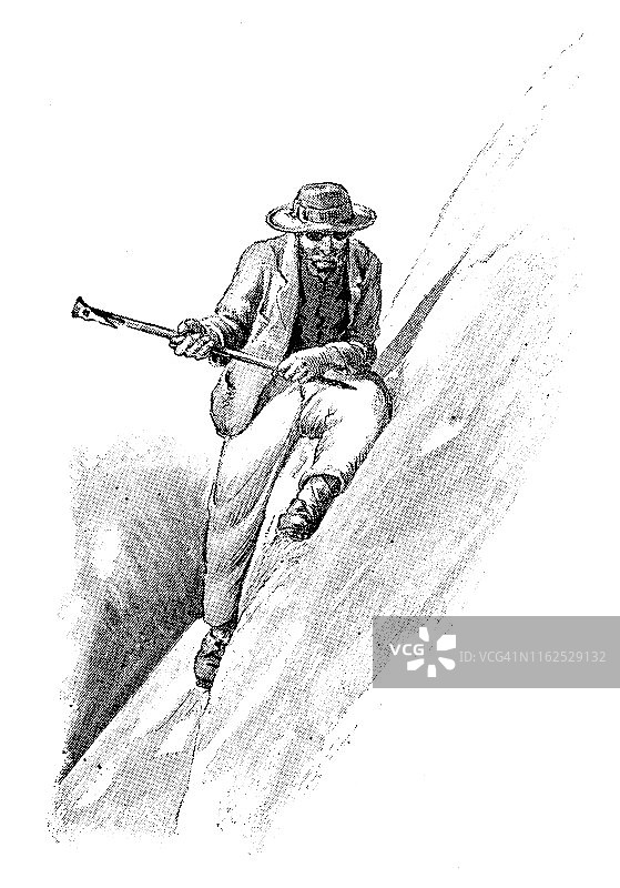 来自登山书的古董插图:阶梯切割图片素材