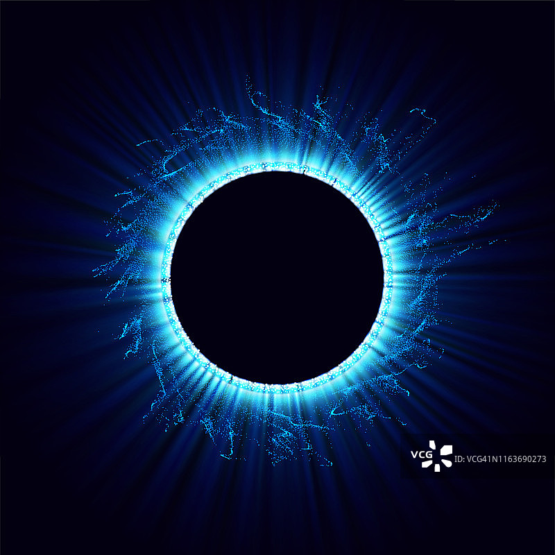 宇宙中的黑洞。摘要矢量背景与蓝色调漩涡和洞在中心或崩溃孤立在黑色。天文插图。向量。图片素材