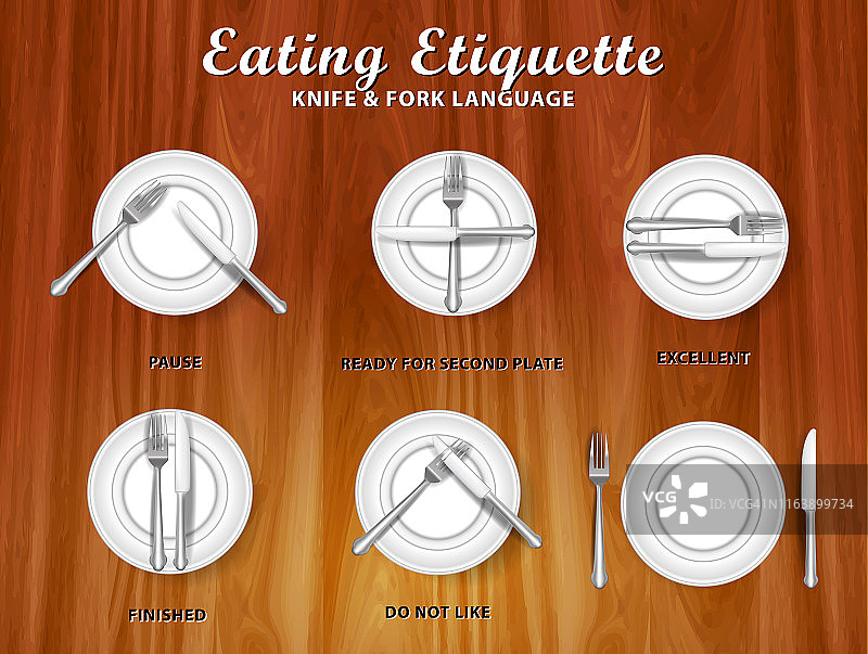 一套逼真的刀叉勺在用餐礼仪中，在用餐理念中图片素材
