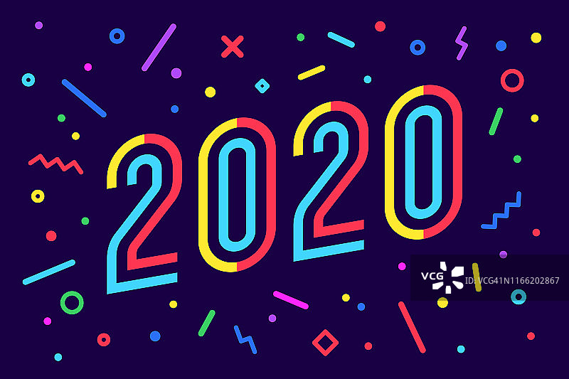2020年，新年快乐。贺卡:2020年新年快乐图片素材