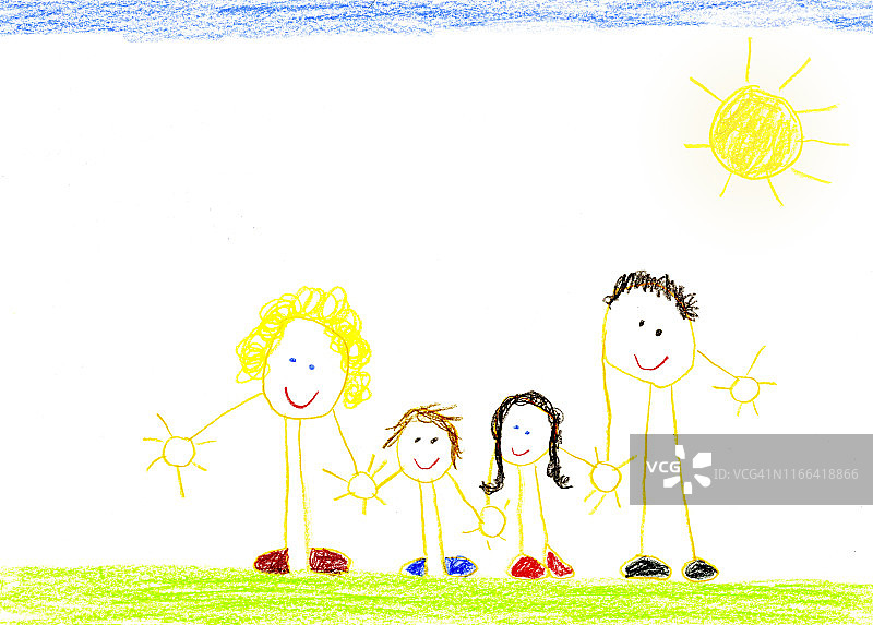 儿童画的幸福家庭图片素材