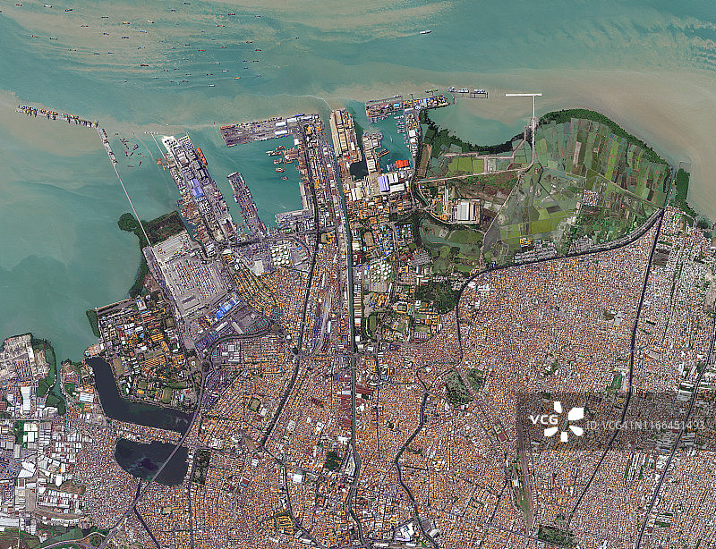卫星图像，泗水，印度尼西亚图片素材