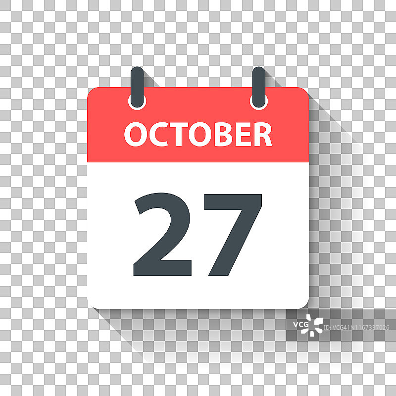10月27日-平面设计风格的每日日历图标图片素材