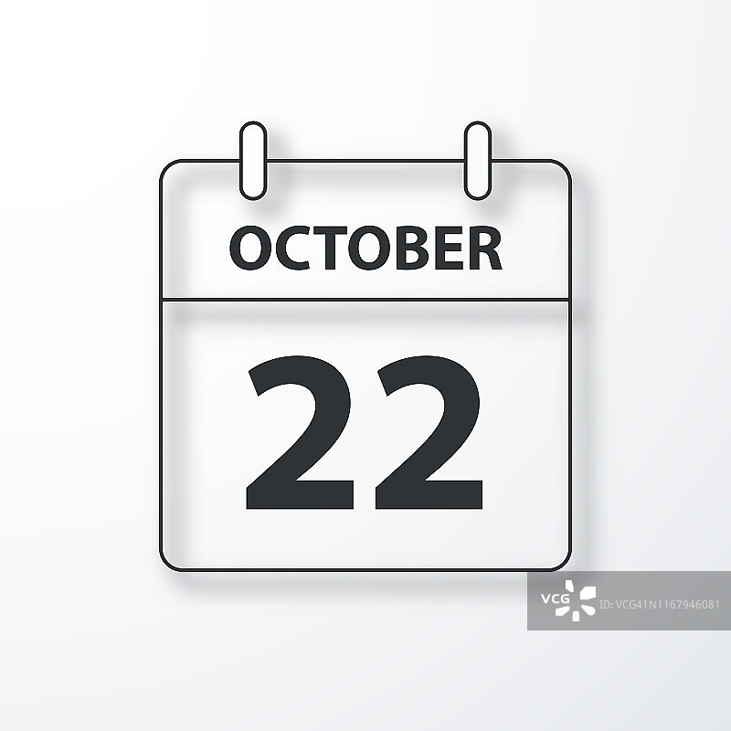 10月22日-每日日历-黑色轮廓与白色背景阴影图片素材