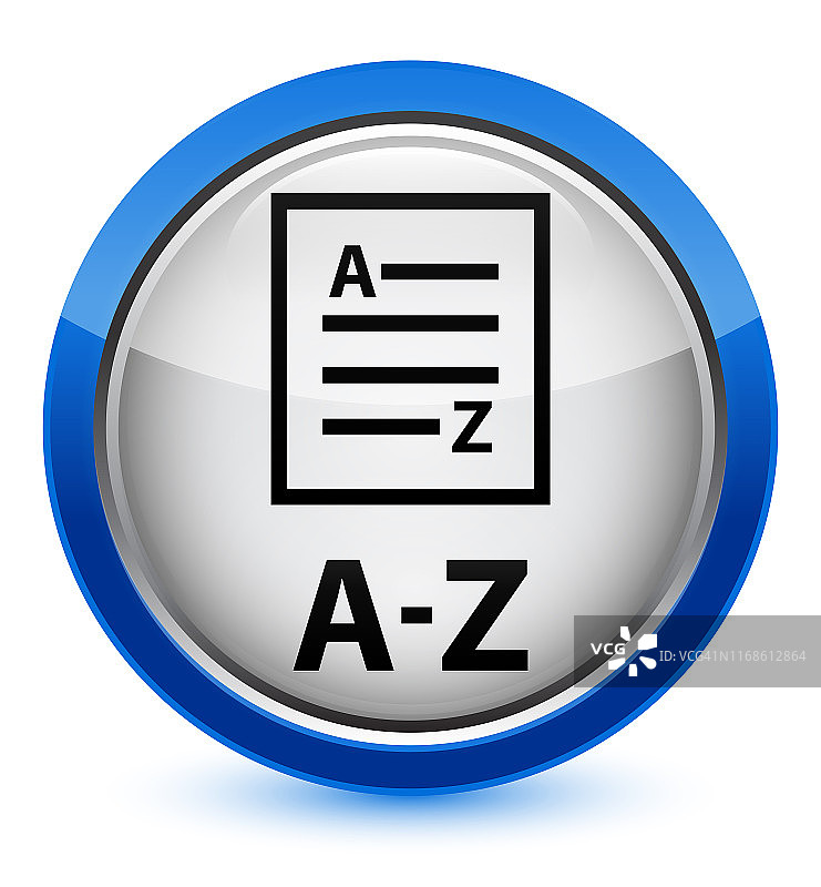 A-Z(列表页面图标)水晶蓝色的圆形按钮图片素材