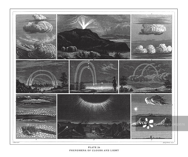 云光版画古玩插画，1851年出版图片素材