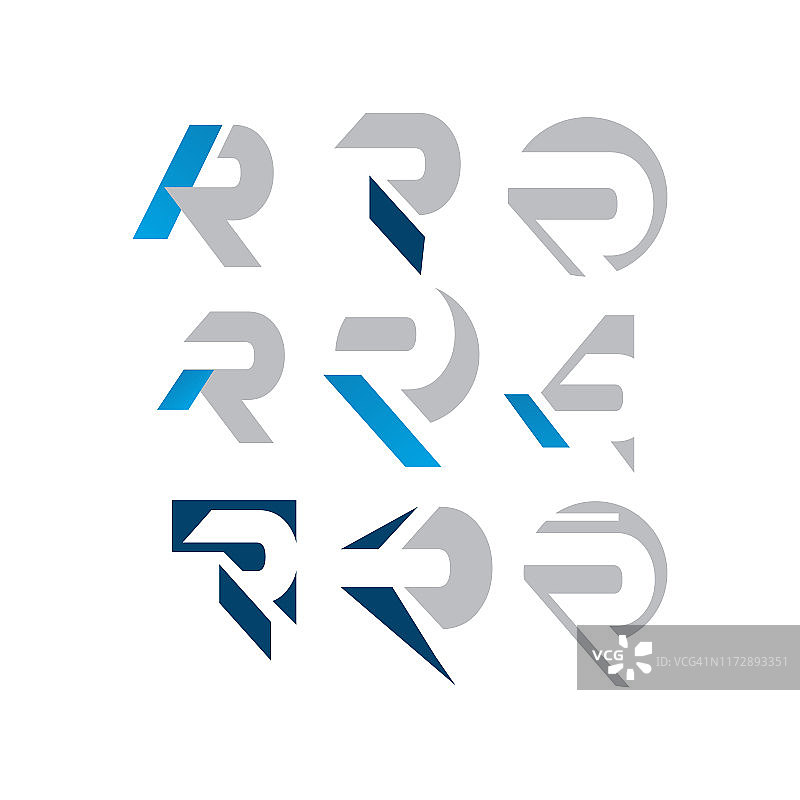 一套创意R字母标志设计矢量图形概念插图图片素材