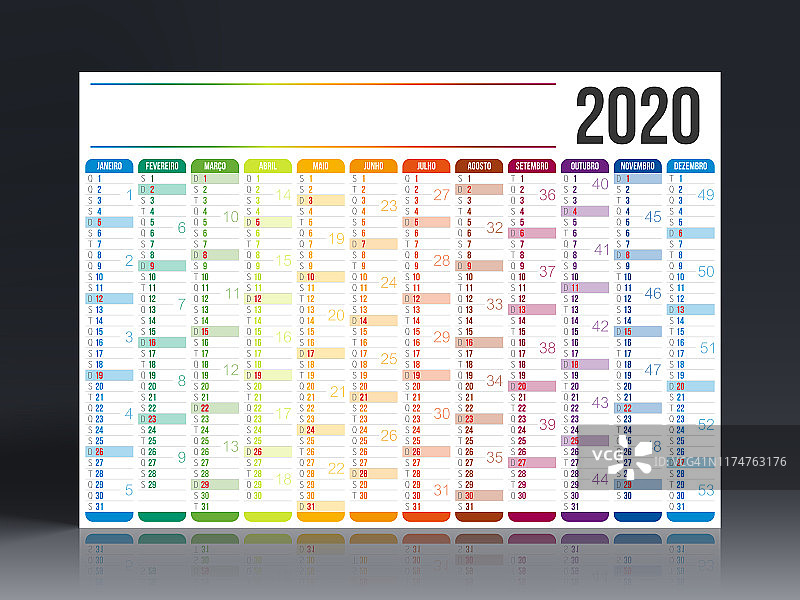 葡萄牙2020年日历图片素材