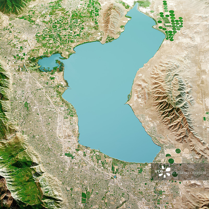 犹他州湖3D渲染空中景观视图从北部2019年8月图片素材