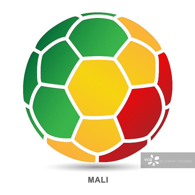 矢量足球与马里国旗上的白色背景图片素材