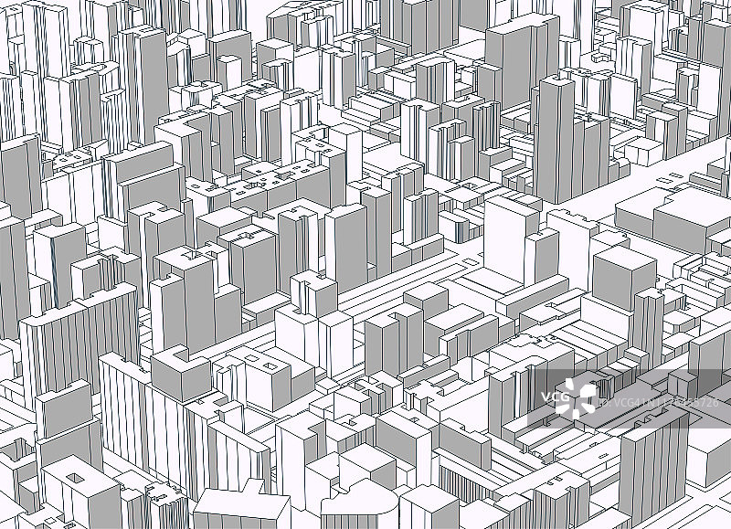 灰色素描现代城市建筑场景插图背景图片素材
