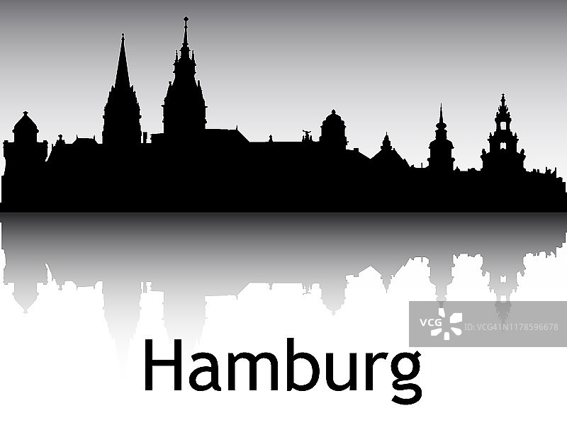 德国汉堡的全景轮廓天际线图片素材