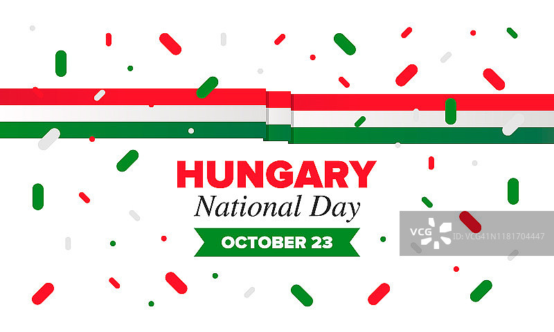 匈牙利的国庆节。全国节日快乐，每年10月23日庆祝。匈牙利国旗。爱国主义的元素。海报、卡片、横幅和背景。矢量图图片素材