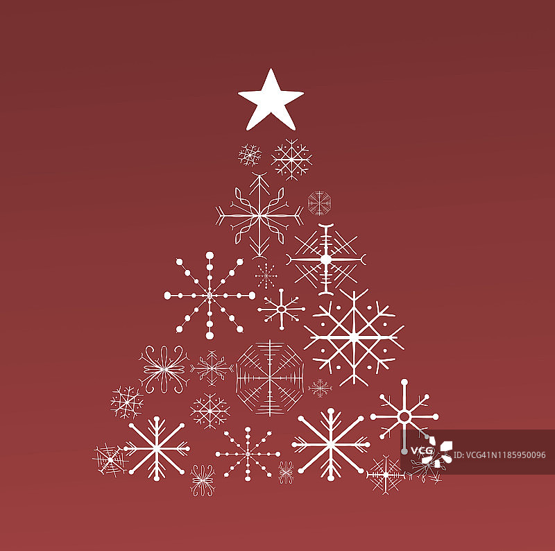 圣诞插画圣诞树-圣诞卡图片素材