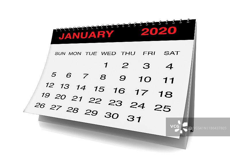 2020年1月日历图片素材