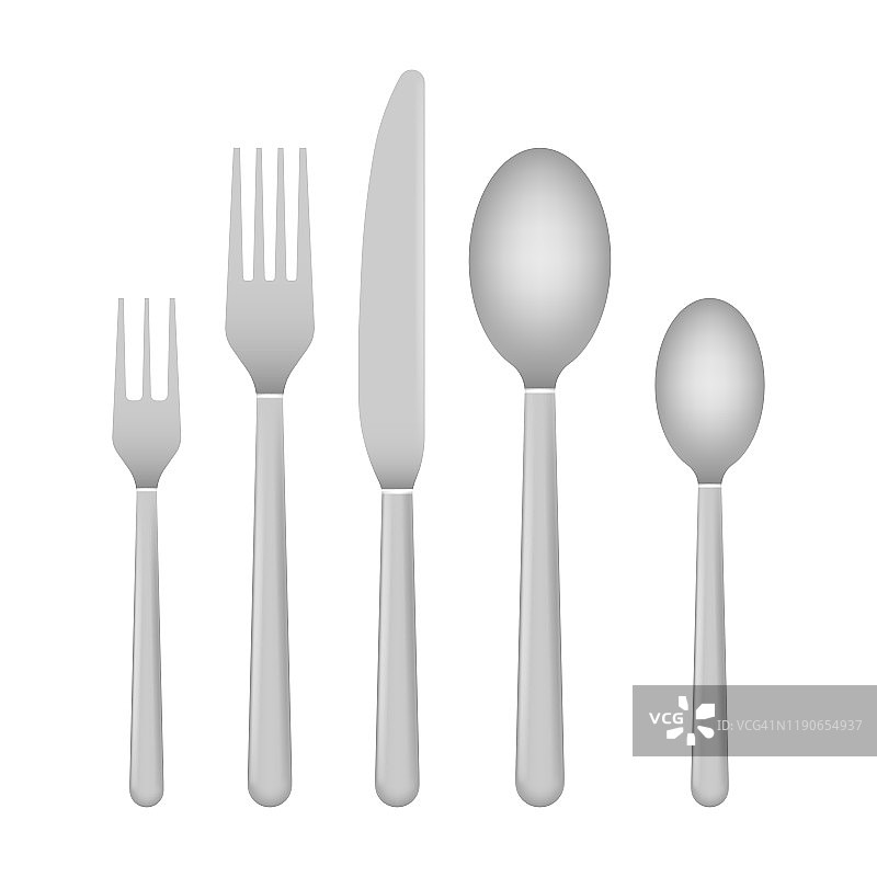 刀和叉。餐具，盘子，咖啡勺，勺子。矢量插图。图片素材