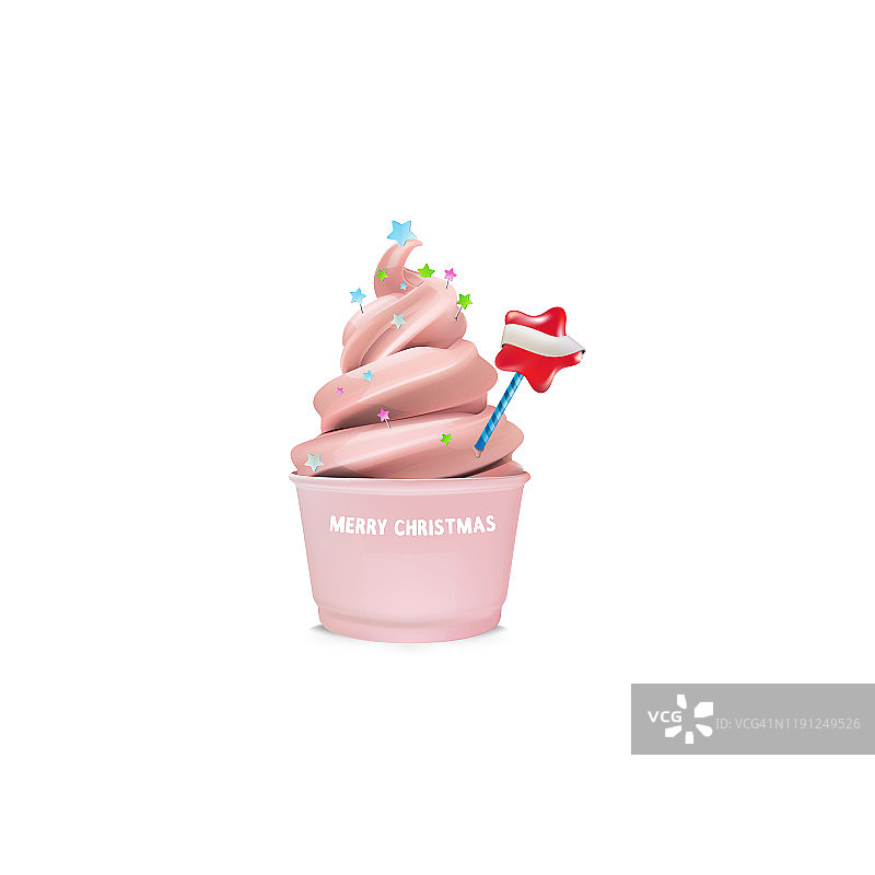 高细节矢量冰淇淋有很多装饰，比如圣诞树，图片素材