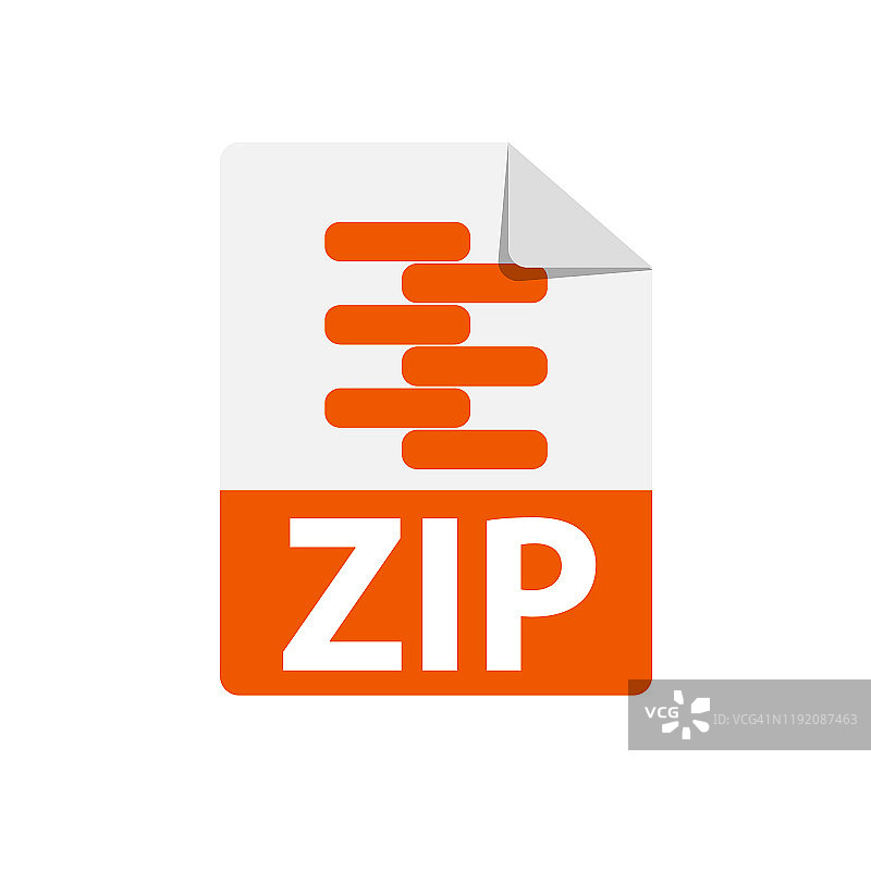 矢量橙色图标ZIP。文件格式扩展图标。图片素材