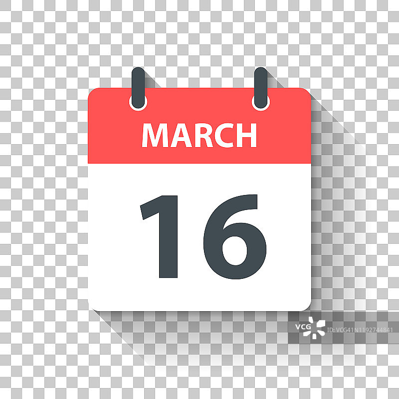 3月16日-日日历图标在平面设计风格图片素材