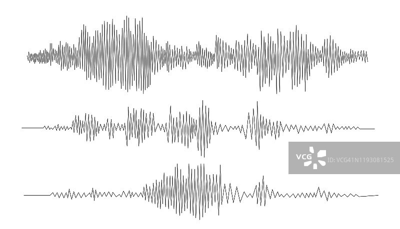 音频技术，音乐声波矢量图标插图。向量声波。图片素材