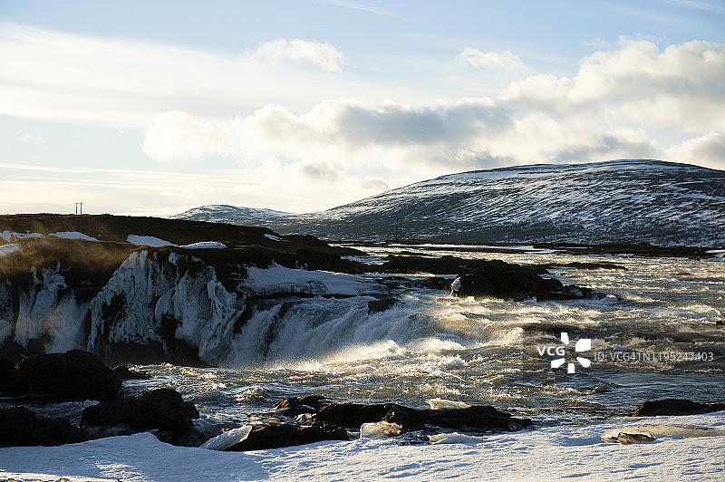 冰岛东北部戈达佛斯的冬季图片素材