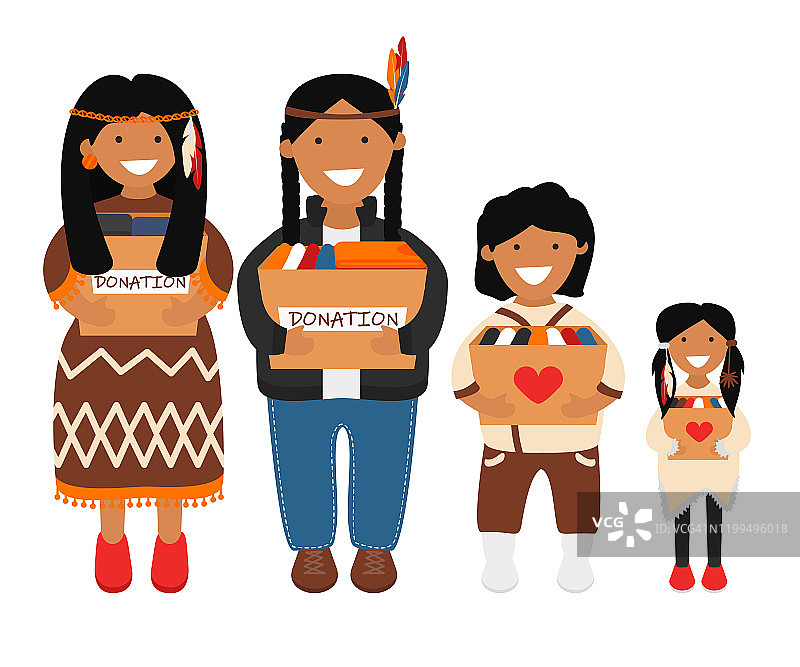 原住民家庭矢量平面插图图片素材