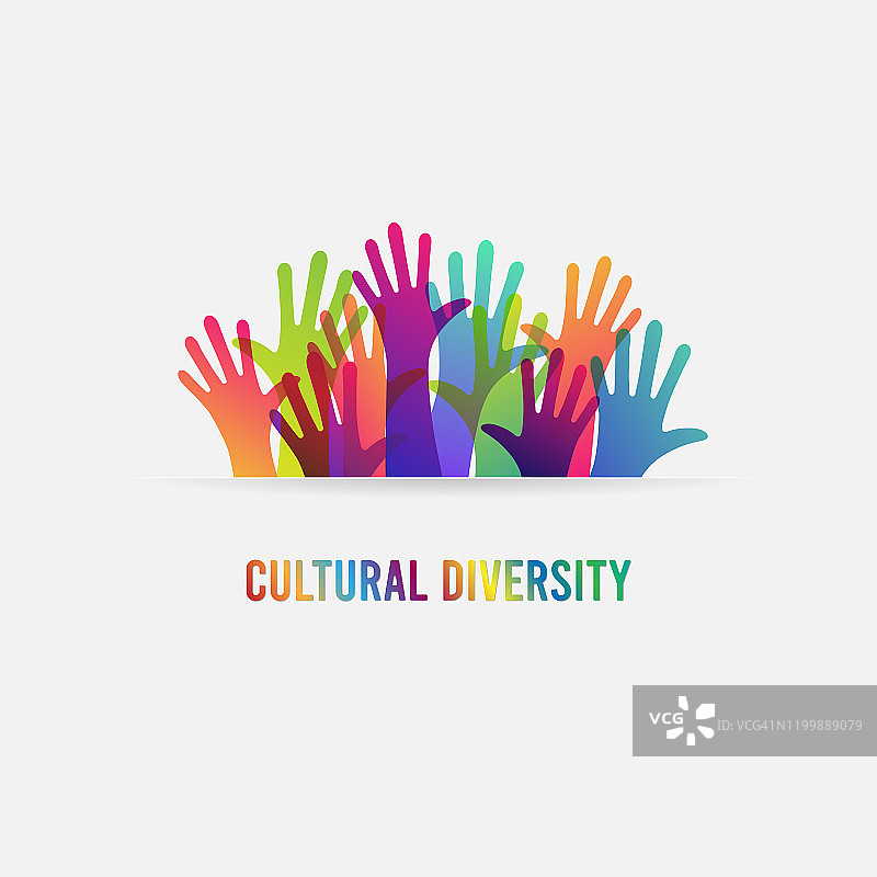 不同颜色的手。文化和种族多样性，矢量插图图片素材