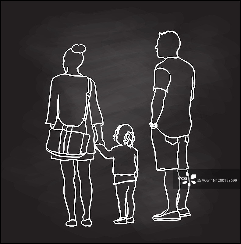 三家族素描黑板图片素材