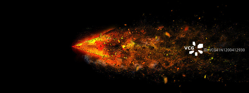 一支抽象的火焰箭，以极快的速度穿过黑暗图片素材