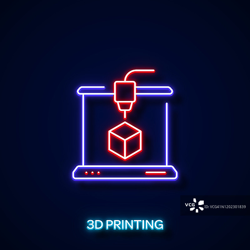 3D打印霓虹风格，设计元素图片素材