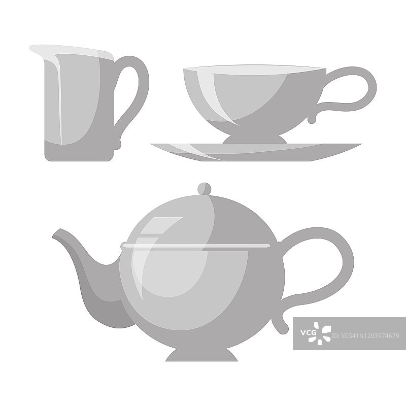 白色茶具，餐厅餐桌上的茶具图片素材