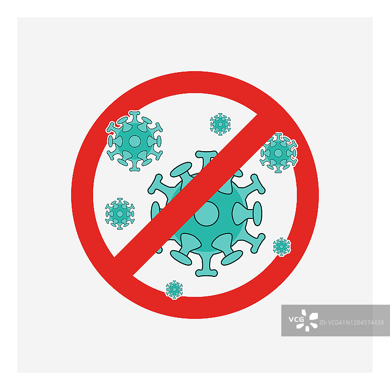 停止标志的病毒，细菌，细菌和微生物，矢量图标图片素材