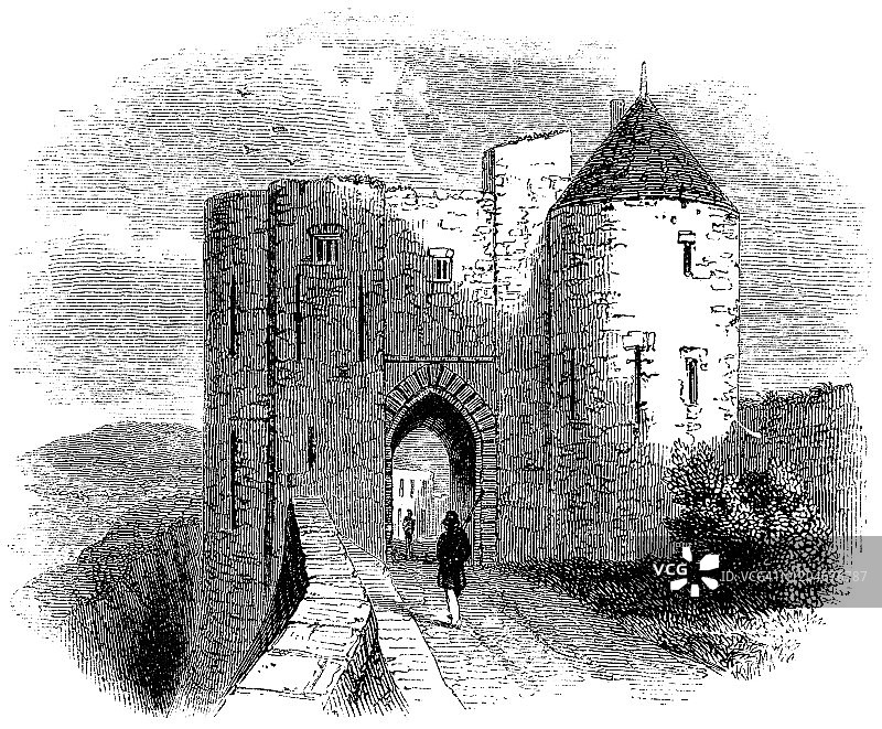英国肯特郡多佛城堡佩弗利尔之门——19世纪图片素材