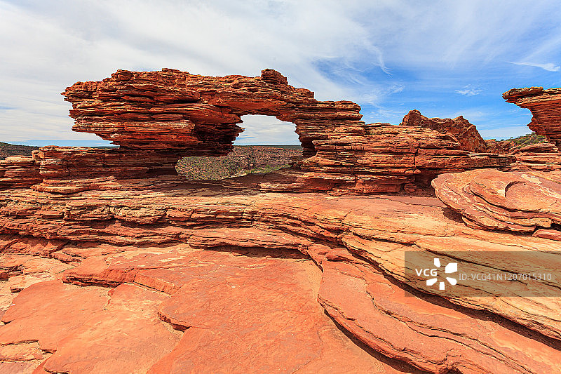 自然之窗自然岩石形成-卡尔巴里国家公园，西澳大利亚图片素材