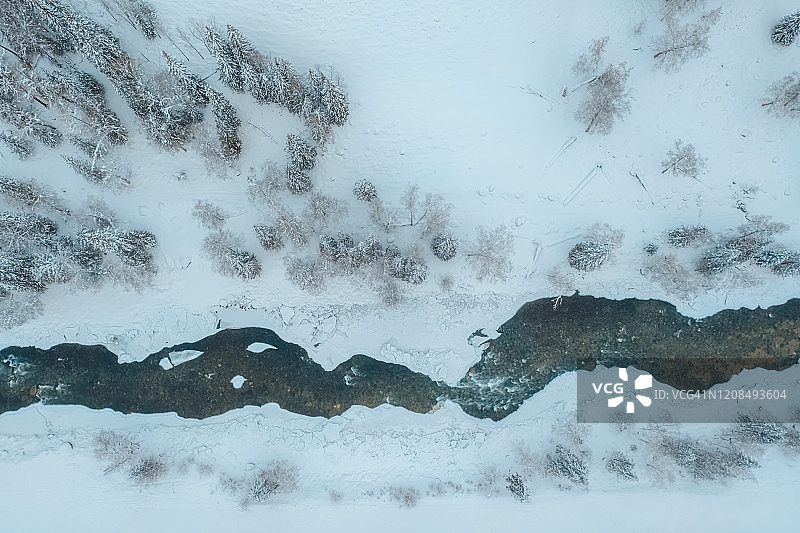 冬季河流角度高图片素材