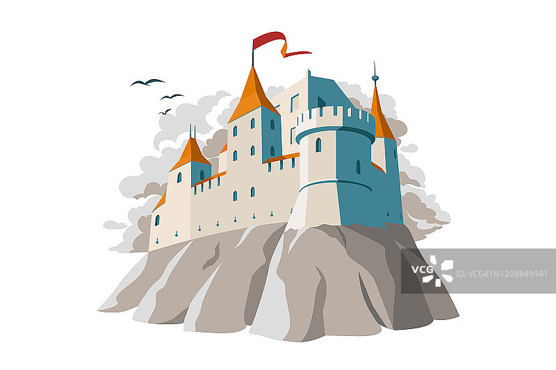 山上的中世纪城堡图片素材