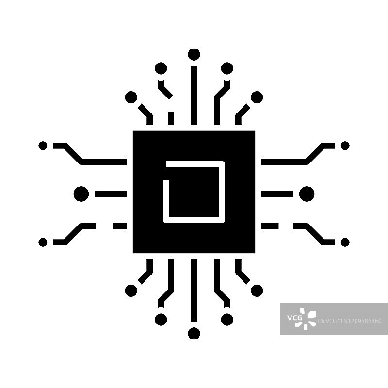 电子元件黑色图标、概念插图、矢量平面符号、象形符号图片素材