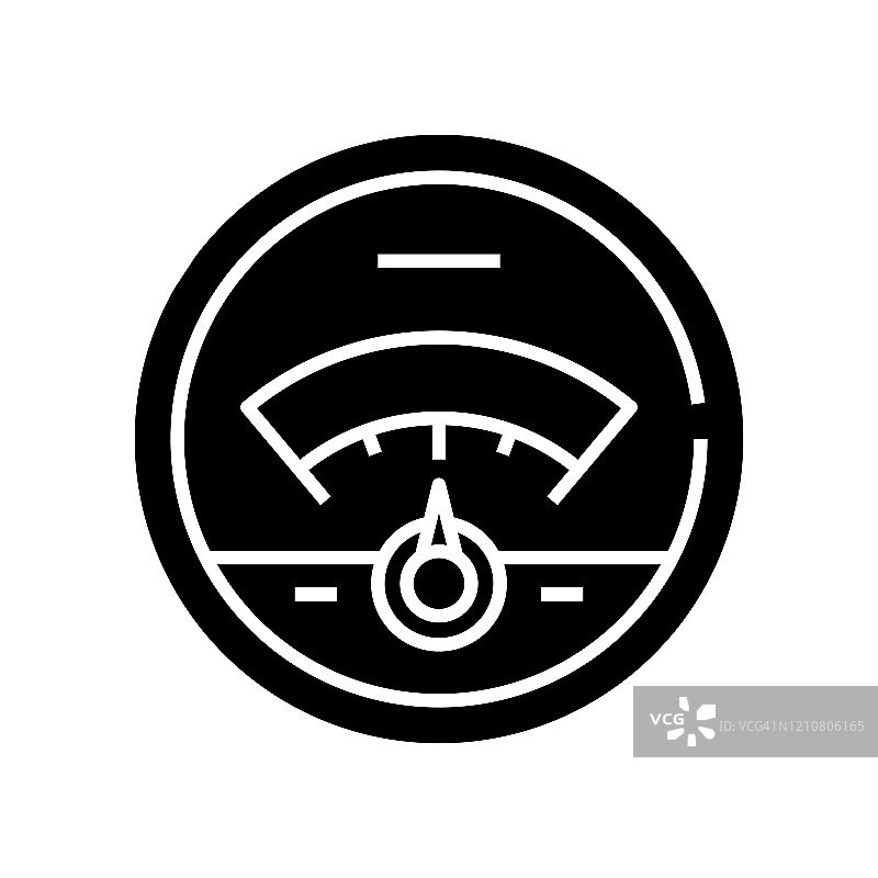 速度记录器黑色图标，概念插图，矢量平面符号，象形符号图片素材