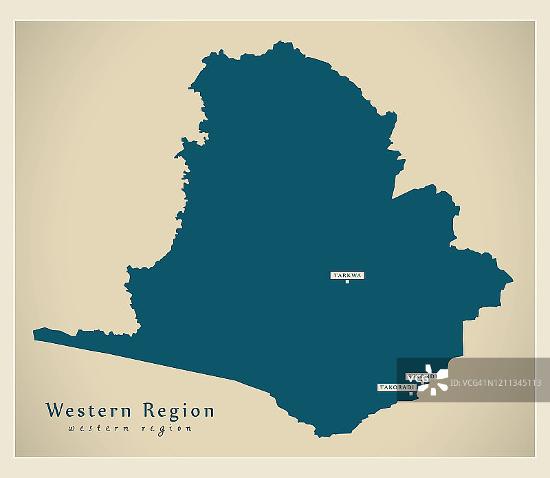 现代地图-加纳GH西部地区地图图片素材