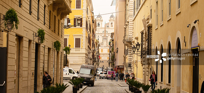 罗马Condotti街和西班牙台阶。图片素材