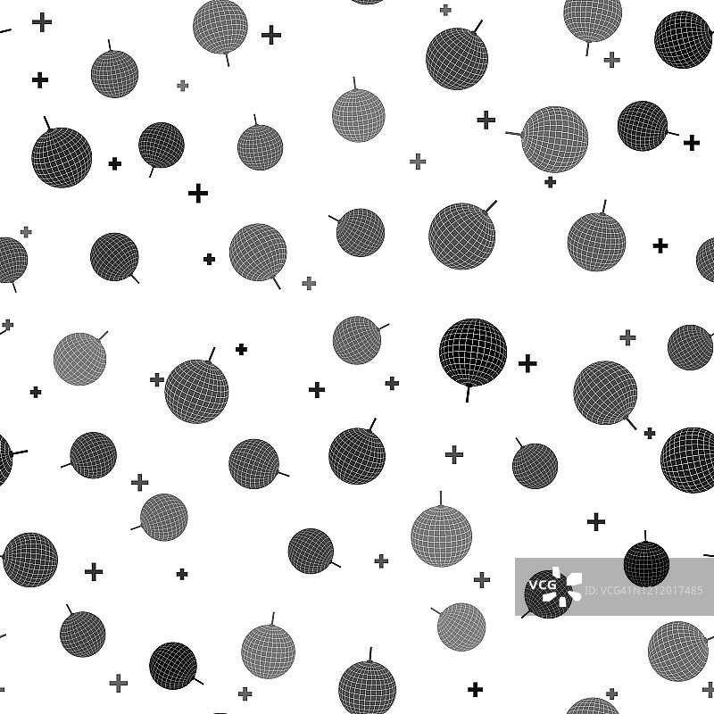 黑色迪斯科球图标隔离无缝模式上的白色背景。矢量图图片素材