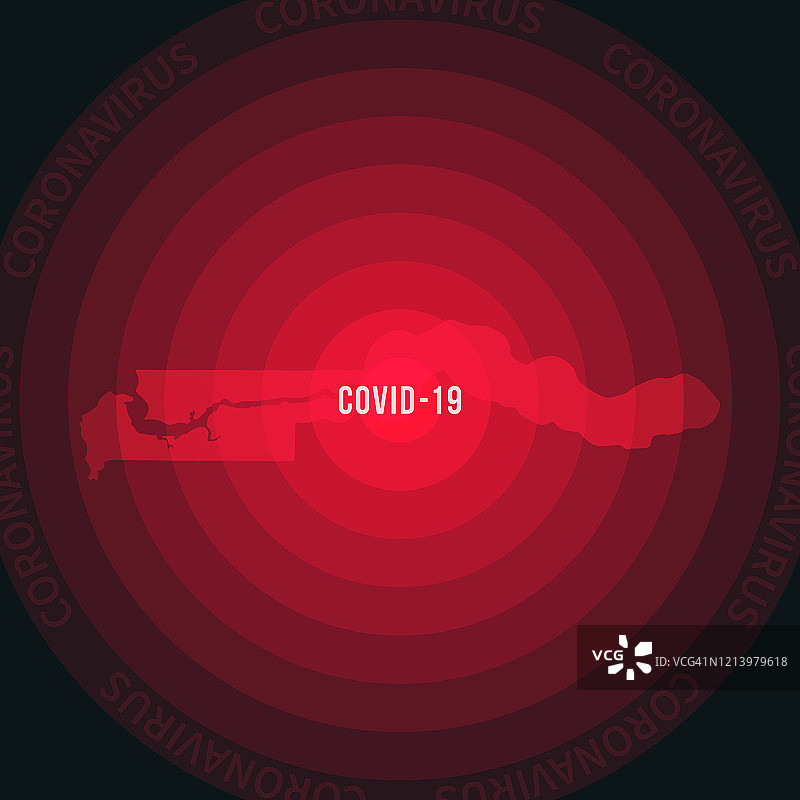 冈比亚COVID-19传播地图。冠状病毒爆发图片素材