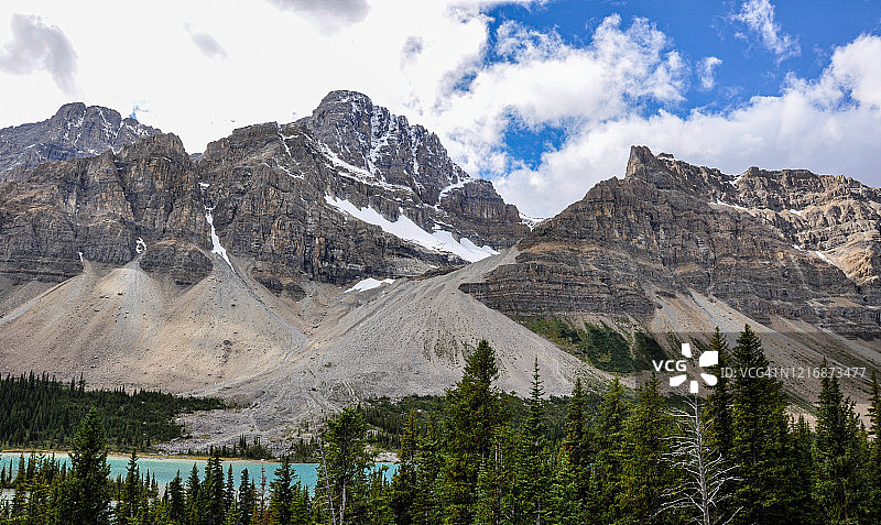 Peyto湖和落基山脉，班夫国家公园，加拿大阿尔伯塔省图片素材