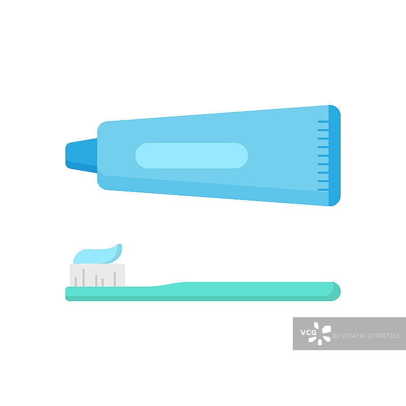 牙膏和牙刷图标平面设计。图片素材